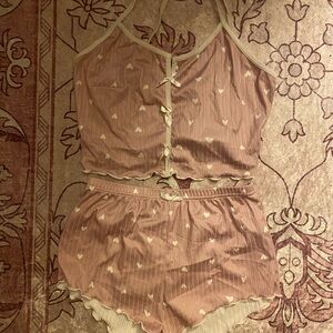 Women's Pink Heart Print Sleepwear Set